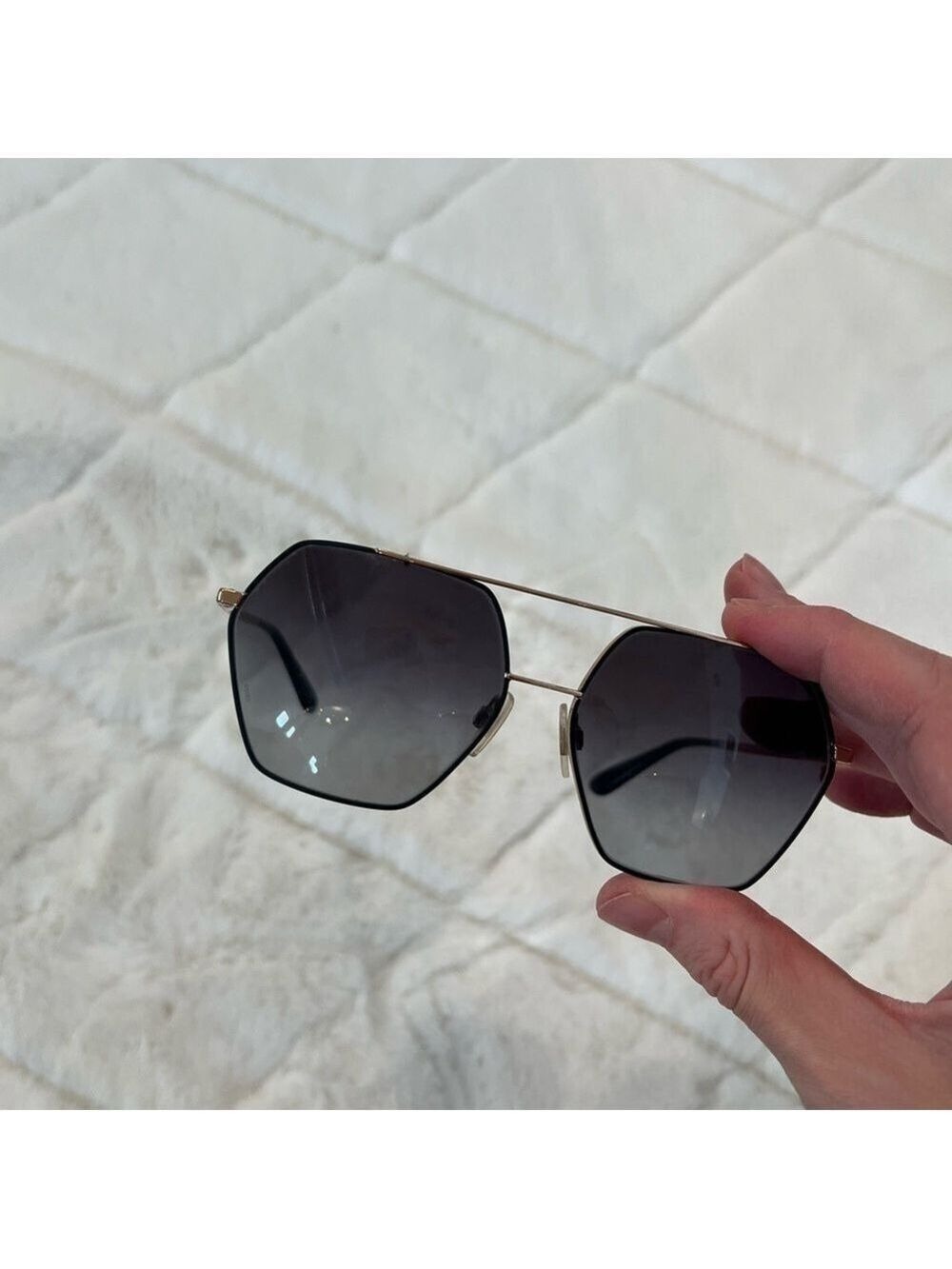 Dolce & Gabbana DG2157 Gold Aviator Polarized Polygon Sunglasses Black - Picture 11 of 15